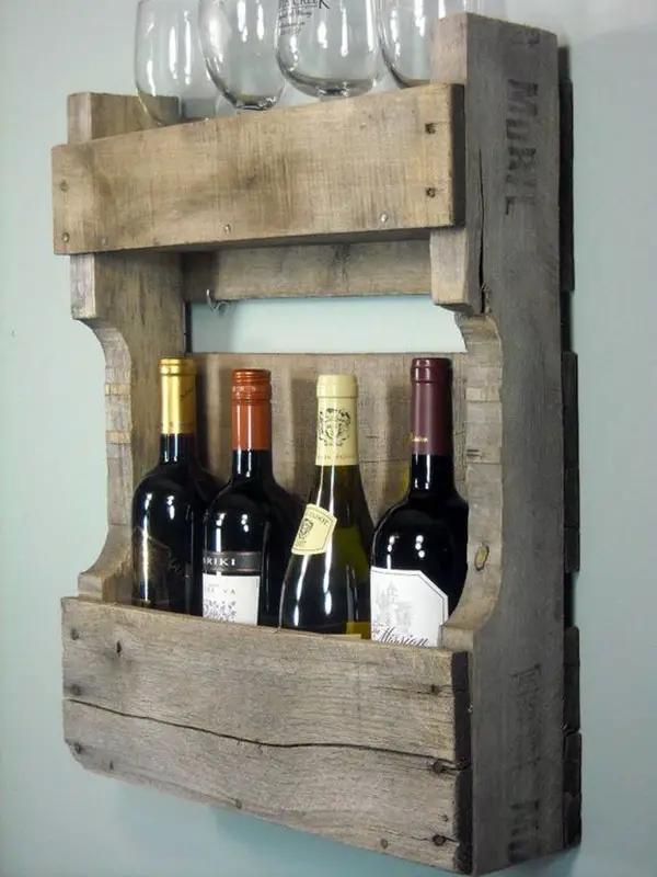 Rack with wine glasses and 