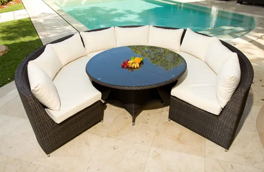 Semi circle wicker bench 