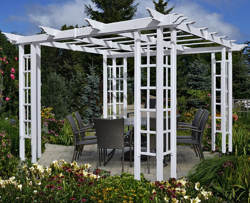 Pergola with lattice sides