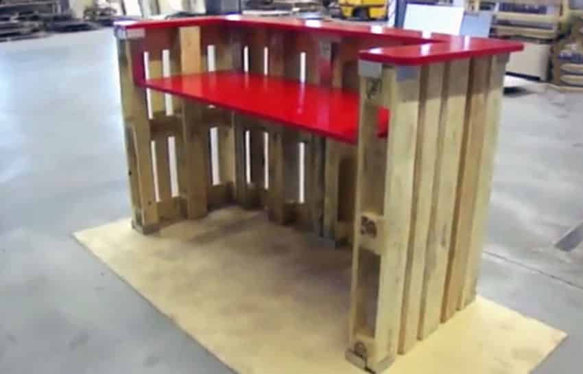 Wood pallet bar with red counter
