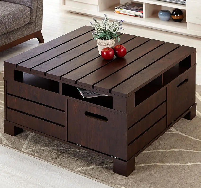 Wood table painted dark brown