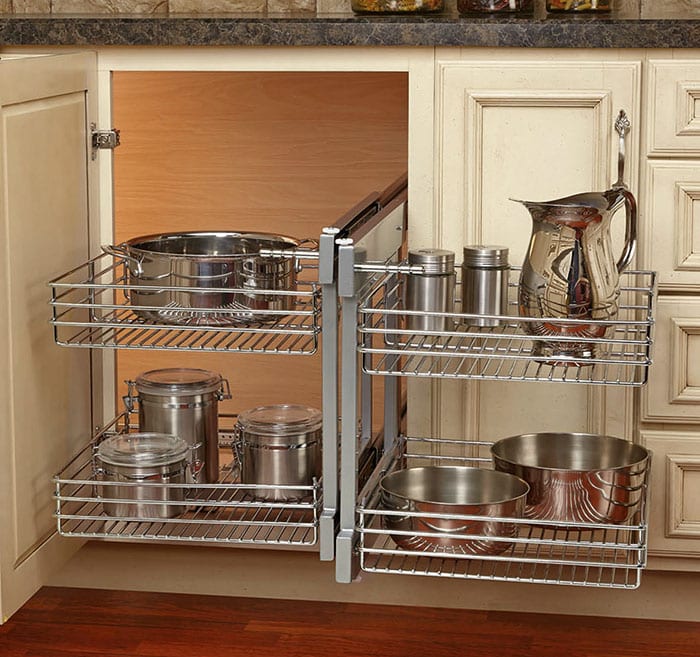 Blind corner cabinet organizer as a lazy Susan alternative