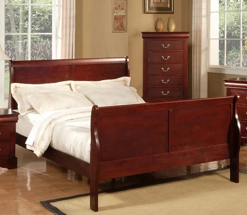 Cherry wood sleigh bed