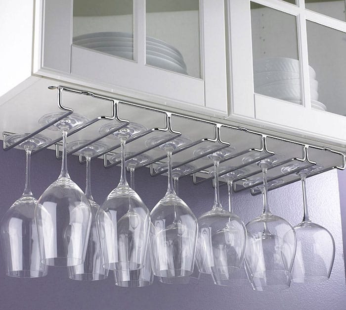 Hanging wine glass rack for kitchen