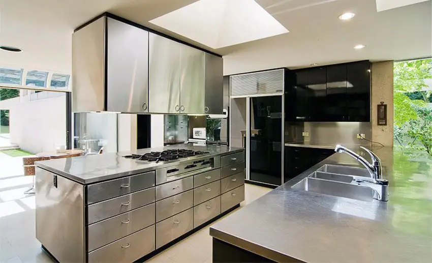 Modern kitchen with steel countertops 