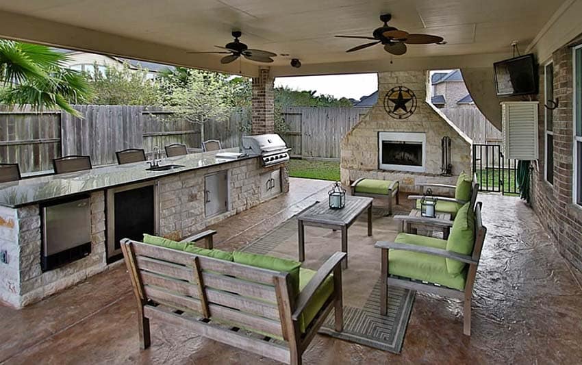 Kitchen in a covered porch with vaulted ceiling