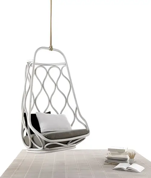 Rattan hanging chair with cushions