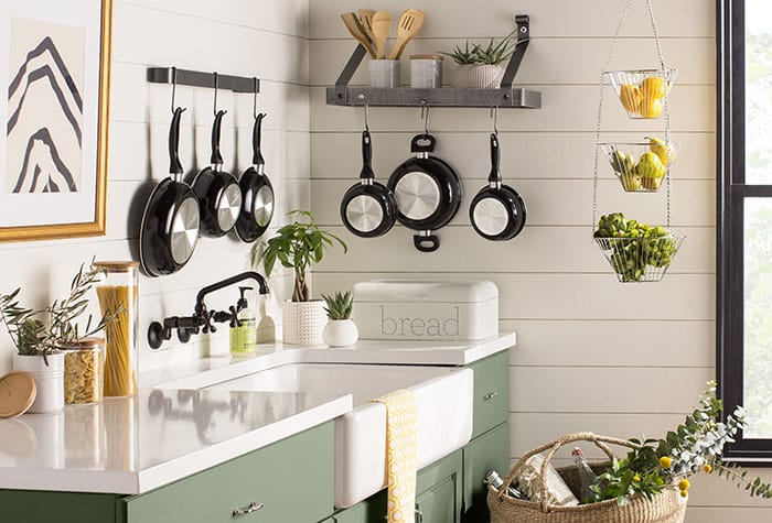 Wall mounted utensil and pot rack