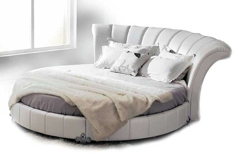 White leather round bed