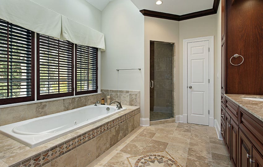 Master bathroom with steam door for shower 