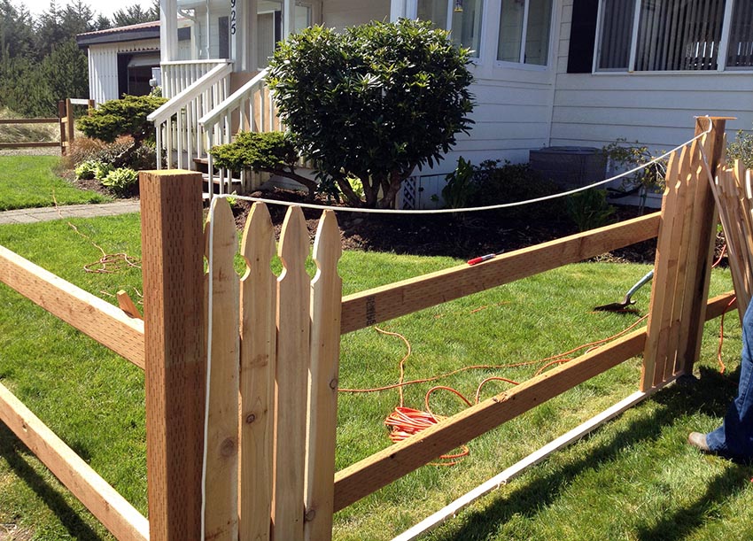 Building cedar picket fence