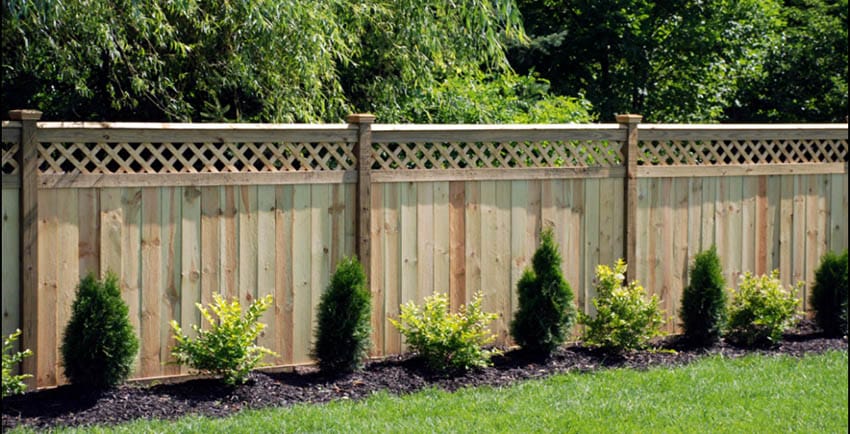 Cedar wood privacy fence with lattice top
