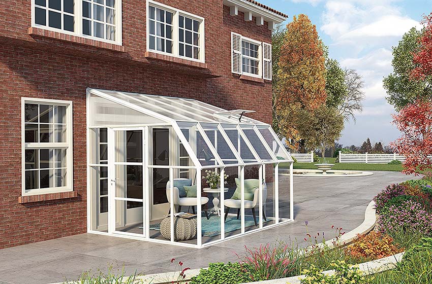 Greenhouse style sunroom kit addition for home