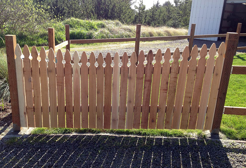 Installing cedar picket fence with pressure treated posts
