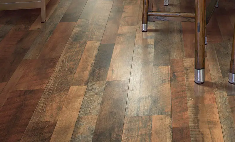 Oak laminate floor with hand scraped style