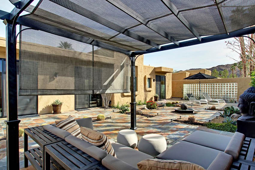 Patio pergola with screen canopy cover