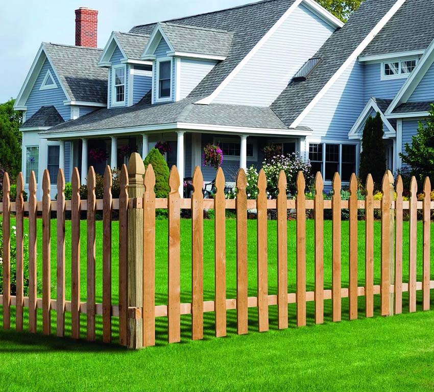 Red cedar french gothic picket fence