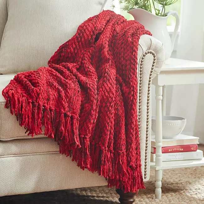 Red couch throw blanket