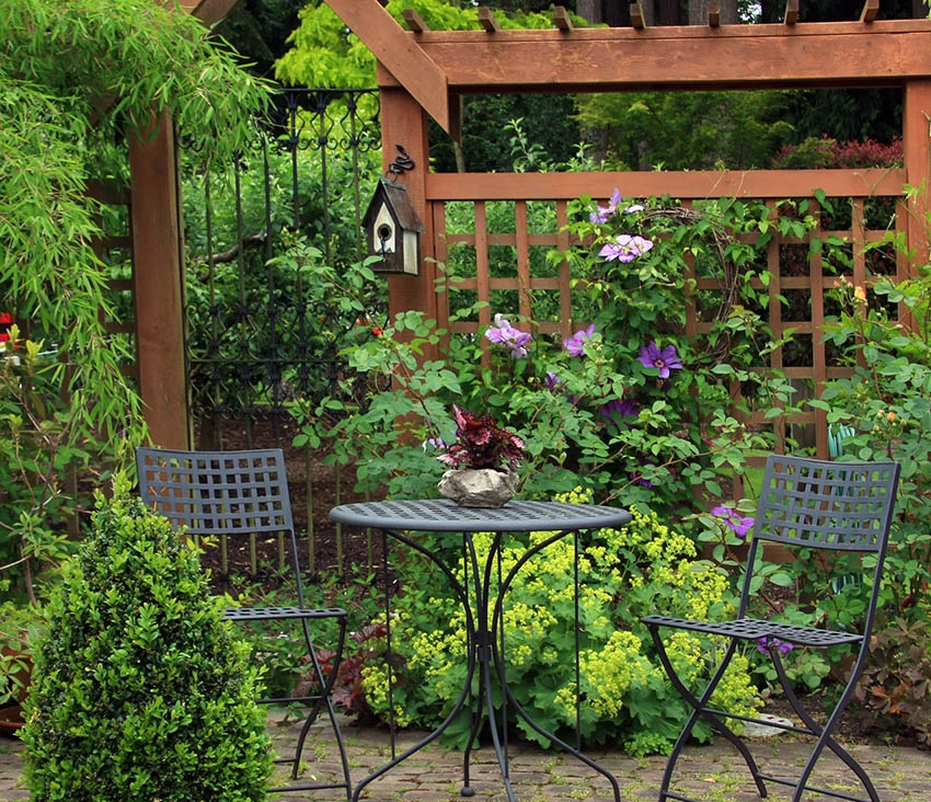 Patio with wrought iron furniture