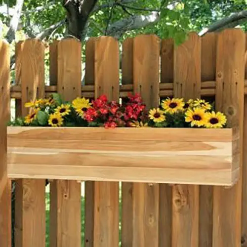 Teak fence planter flower box