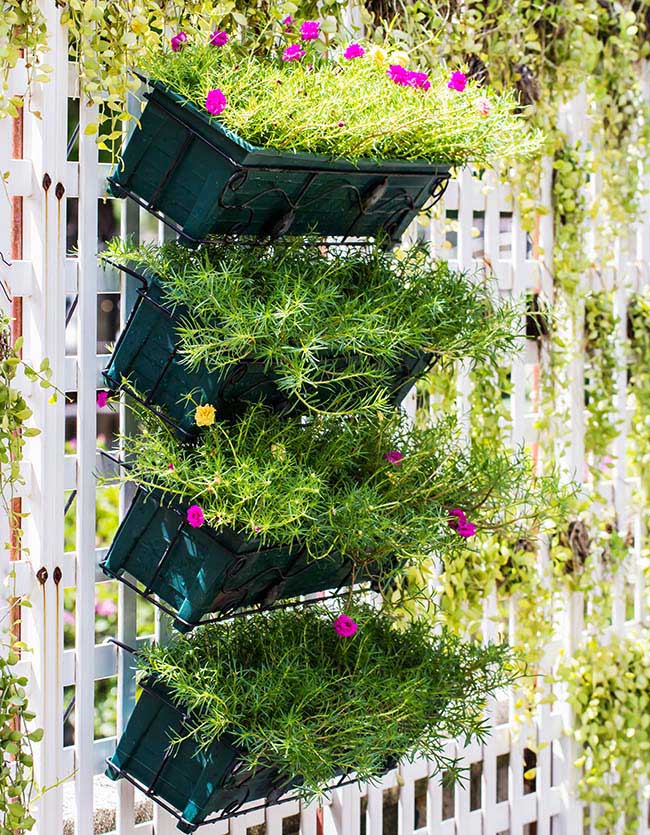 Trellis with vertical garden planters