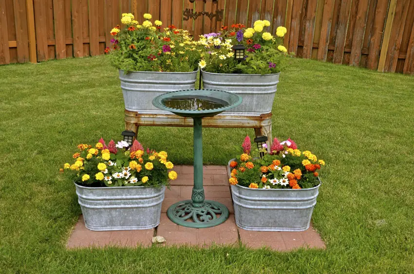 Washtub flower planter box