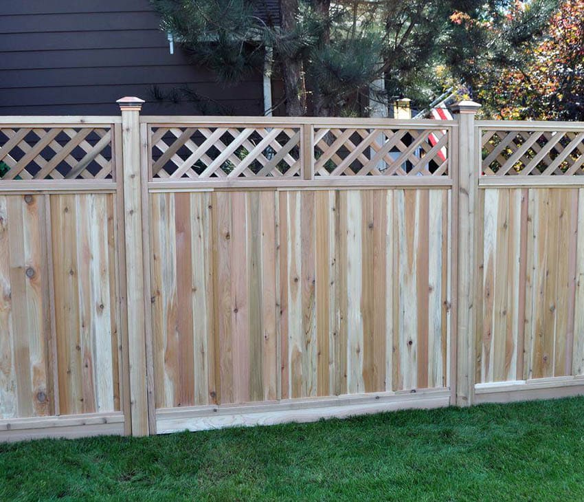 Western red cedar fence with lattice top