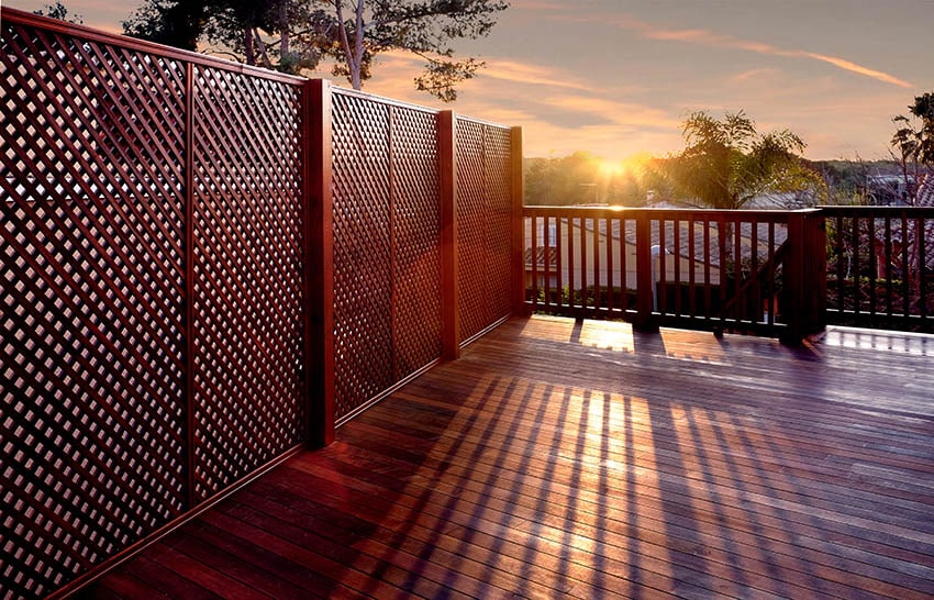 Wood deck with lattice privacy fence