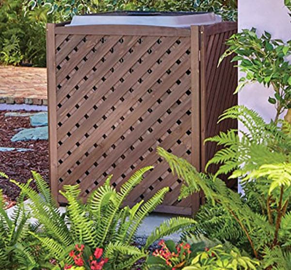 Wood lattice air conditioning screen