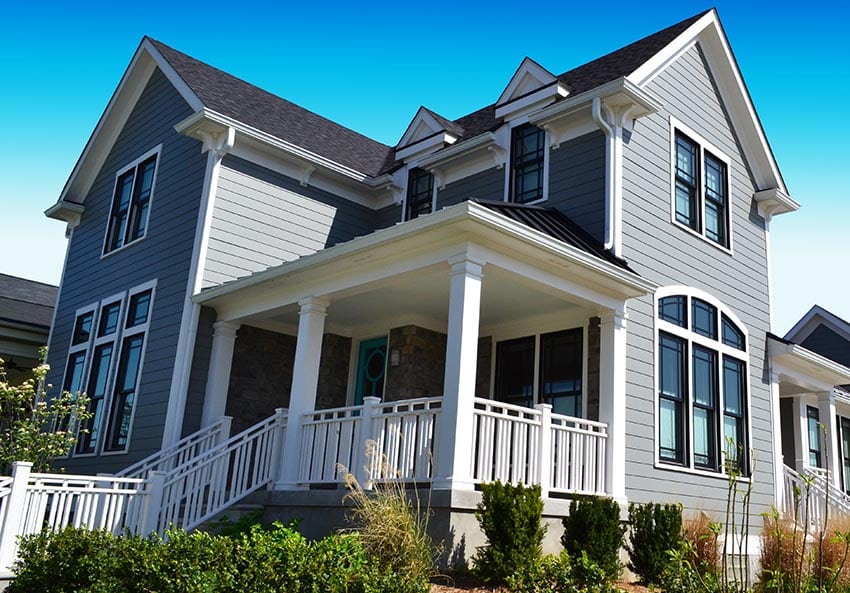 House with asphalt roof shingles