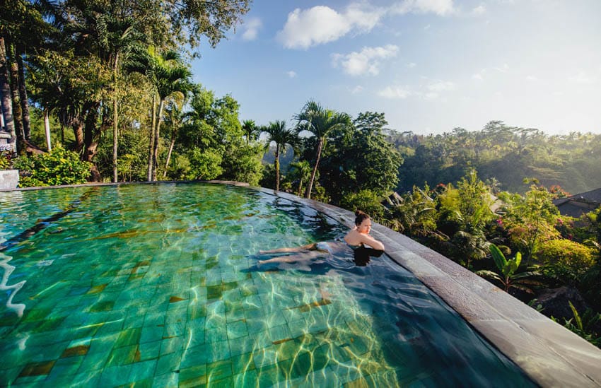 Beautiful swimming pool with jungle views