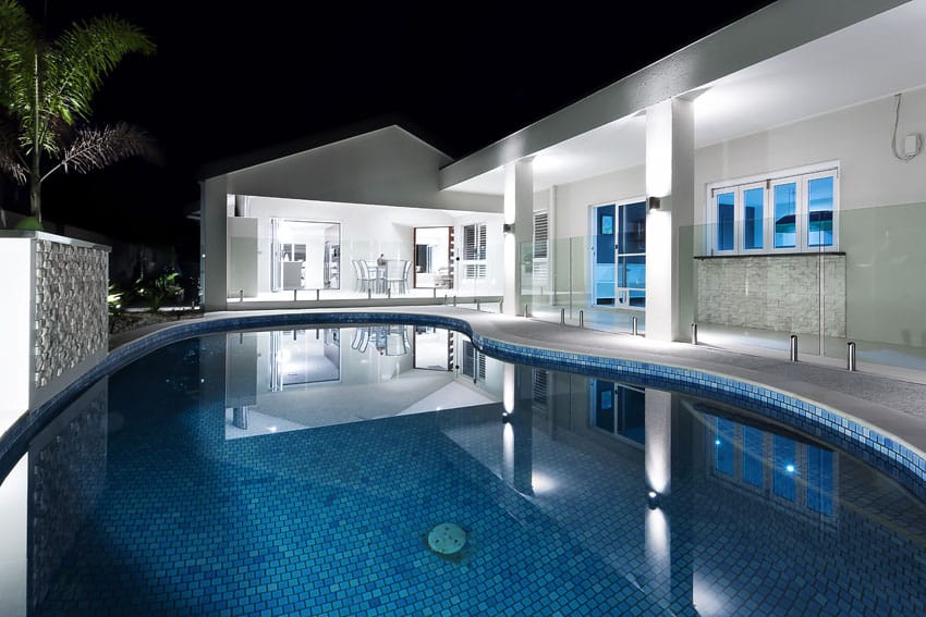 swimming pool with blue mosaic tile