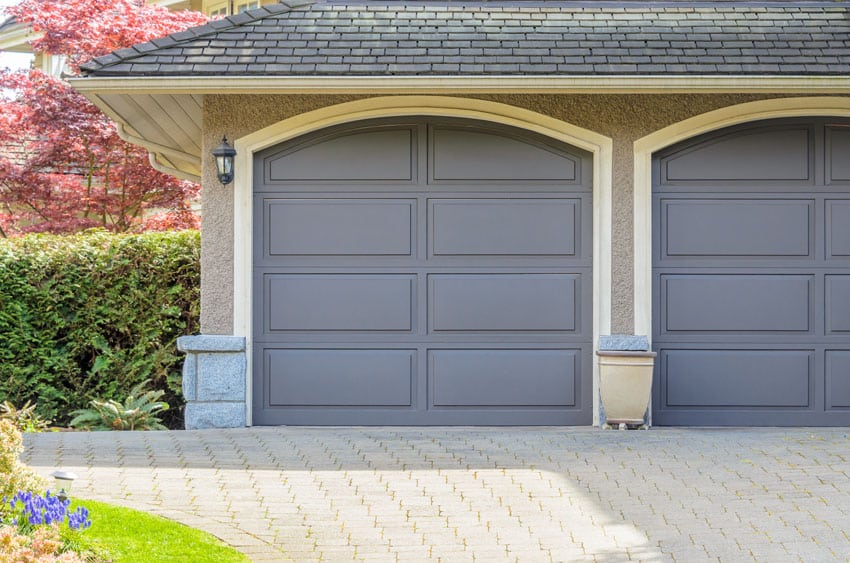 Ash colored doors for the carport with white trim