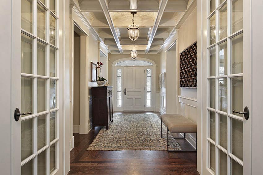 French glass doors in foyer of house