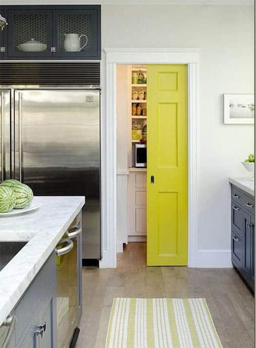 Interior pocket-style door in kitchen