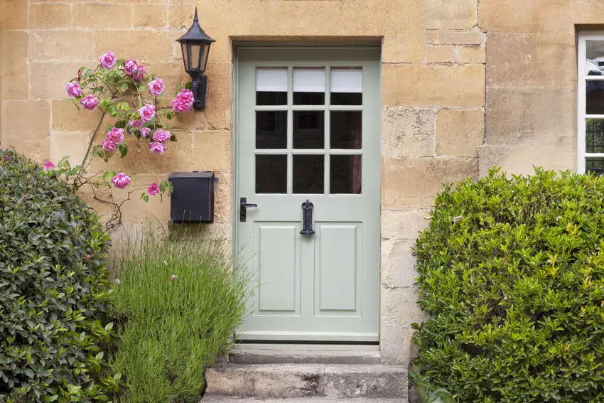 Tea green windowed door