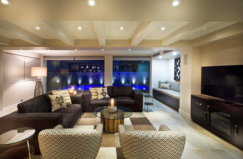 Masculine living room with contemporary design and spacious layout for seating