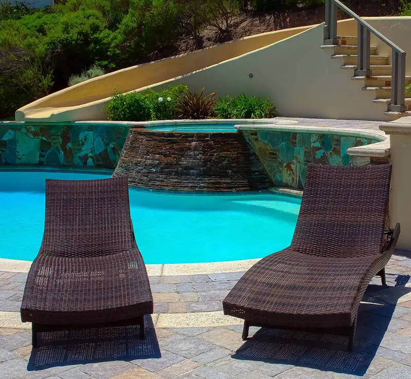 Chaise lounges near the pool