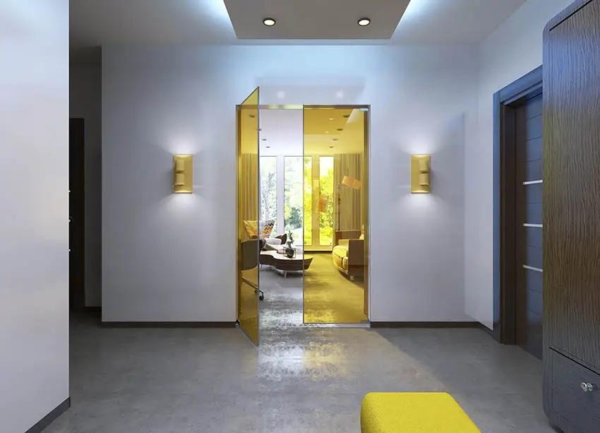 Modern yellow glass interior double door