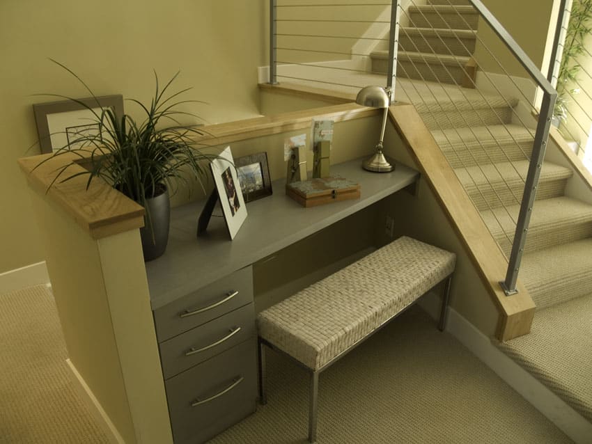 Small office nook by house staircase
