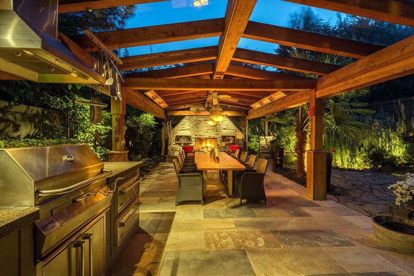 Poolside Pavilion With Tv Outdoor Fireplace Kitchen Ll A