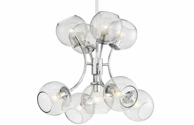 Modern glass globe chandelier with 9 lights