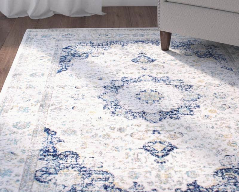 Blue and white area rug from turkey