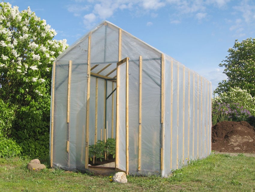DIY plastic greenhouse for backyard garden
