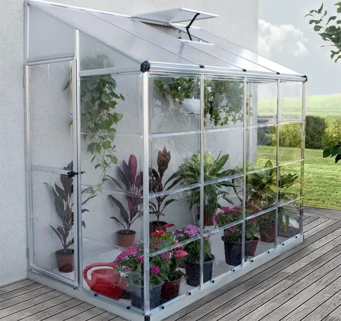 Compact greenhouse with rust resistant aluminum frame