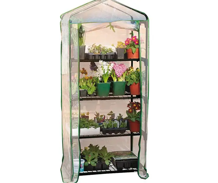 Mini greenhouse growing rack for seedlings and young plants