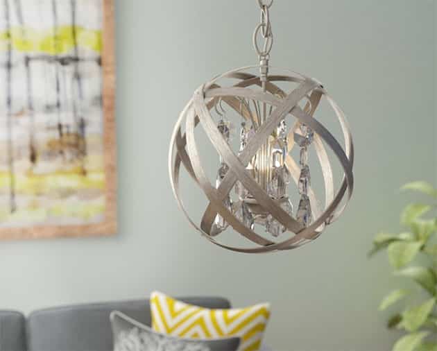 Modern glam style wood globe chandelier light