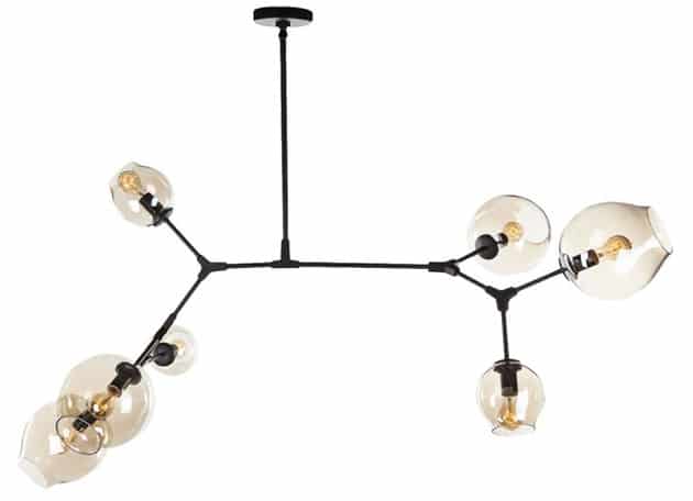 Modern organic shape chandelier with hand blown glass