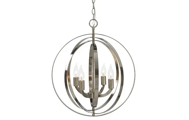 Modern round 4 light globe chandelier with rings