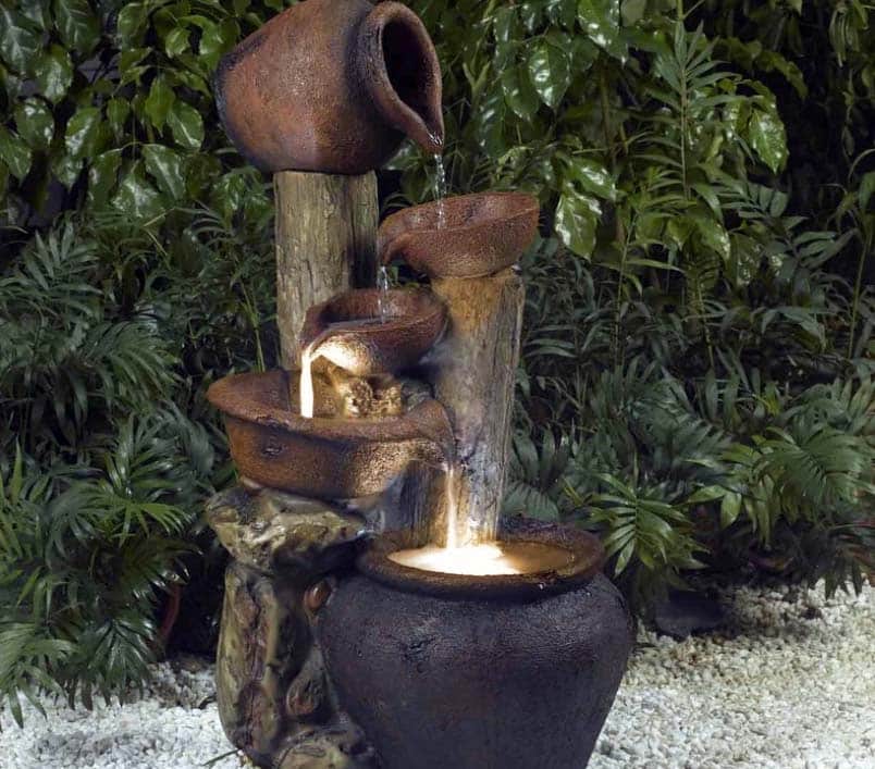 Outdoor bubbling pot patio feature